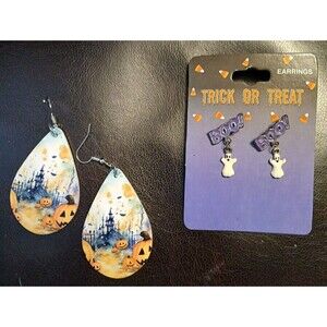 Vintage & New Halloween Teardrop Ghost Earrings Set